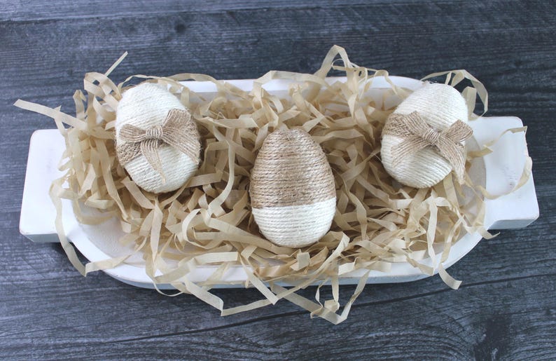 Jute Wrapped Eggs, Decorative Easter Eggs, Easter Decor, Spring Decor, Tiered Tray Easter, Easter Basket Gift, Bowl Filler, Set of 3 画像 7