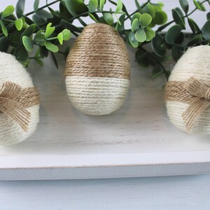 Jute Wrapped Eggs, Decorative Easter Eggs, Easter Decor, Spring Decor, Tiered Tray Easter, Easter Basket Gift, Bowl Filler, Set of 3 画像 4