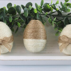 Jute Wrapped Eggs, Decorative Easter Eggs, Easter Decor, Spring Decor, Tiered Tray Easter, Easter Basket Gift, Bowl Filler, Set of 3 画像 8