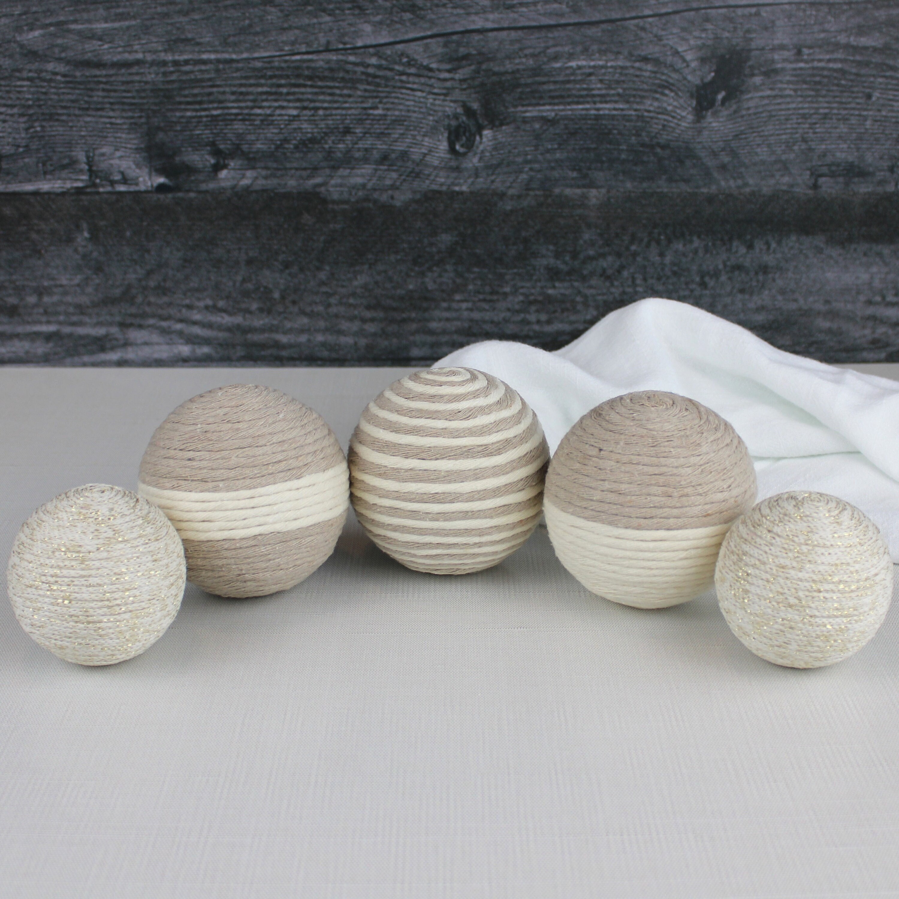 Macrame Wrapped Balls, Decorative Balls, Decorative Yarn Balls, Home Decor, Bowl Filler, Vase Filler, Set of 5