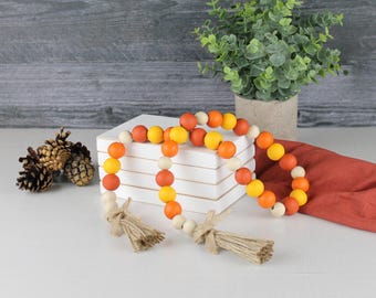 Fall Wood Bead Garland, Fall Tiered Tray, Thanksgiving Decor, Fall Decor