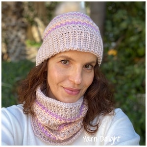 CROCHET PATTERN - The Jasmine Hat and Cowl. Beanie pattern, crochet hat pattern, cowl crochet pattern, cowl pattern, beanie and cowl set