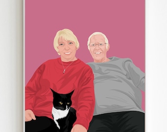 Family Portrait, Portrait From Photo, Digital Portrait, Cartoon Portrait, Couple Portrait, Custom Drawing, Mother's Day Gift, Gift for Her