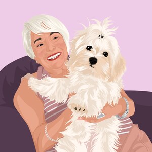 Dog Mom Gift, Dog Mom Portrait, Custom Pet Portrait, Dog Memorial, Pet Memorial, Personalized Gift, Dog Mama Gift, Drawing from Photo