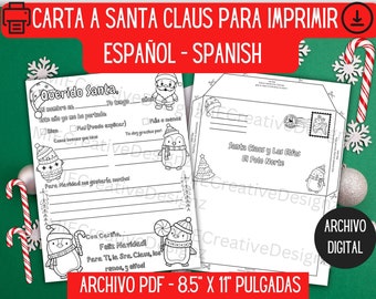 PINGUINO Carta a SANTA CLAUS, Carta de Navidad, Carta a Santa en Español, Lista de Navidad para imprimir, Carta Querido San Nicolas,Pinguino