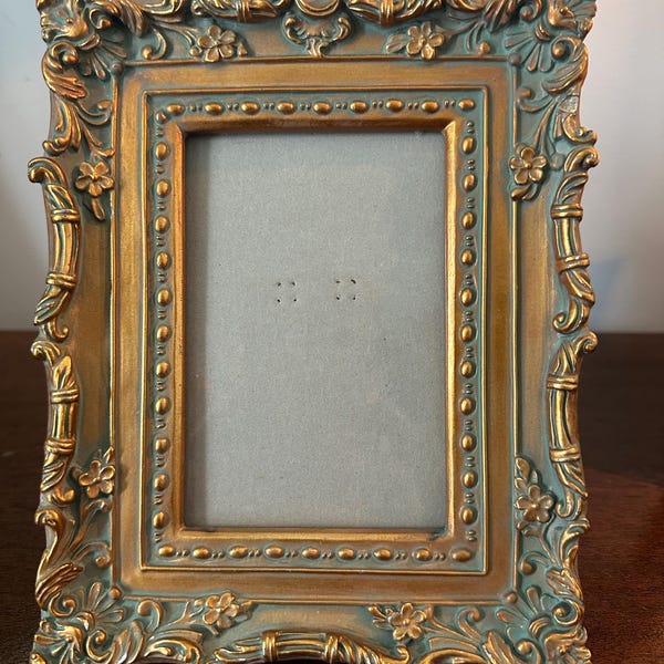 Vintage Ornate Gold & Green Baroque Frame