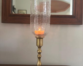 Crackle Glass Gold Trim Vintage Votive Holder