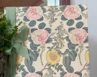 Pink and Yellow Floral Pattern with Green  Bow Scrapbook