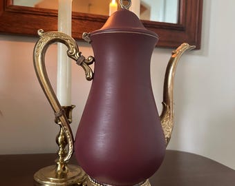 Vintage Handpainted Teapot, Red wine, Cranberry Color, Gold accents