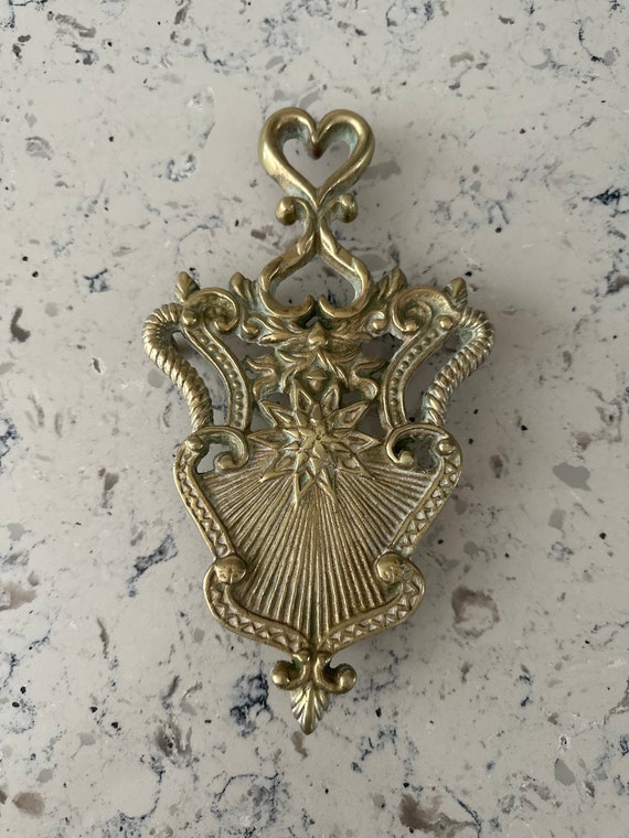Vintage Iron Brass Heart and Star Trivet