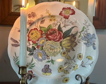 Spode Gainsborough Floral Platter: Vintage English Marlborough Plate (13"D)