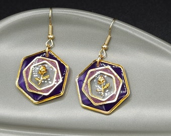Hexagon Resin Flower Earrings