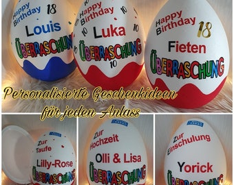 30cm XXL Überraschungsei Personalisiert Ü-Ei Geburtstag Geschenk individuell Hochzeit 18 30 60 Einschulung Vatertag Muttertag zur Geburt