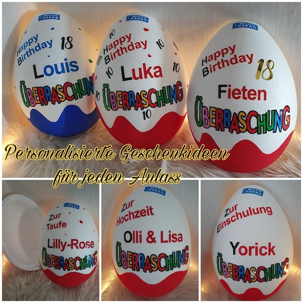 30 cm XXL Surprise Egg Personalized Ü-Ei Birthday Gift Individual Wedding 18 30 60 First Day of School Father's Day Mother's Day Birth