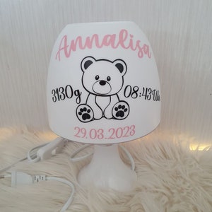 Personalisiert Tischlampe Zur Geburt Baby Nachtleuchte Geburtstag Kinderzimmer Babyshower Geburtsurkunde Babygeschenk Name Datum