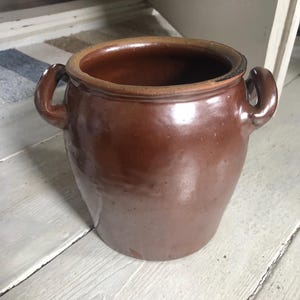 Olla y lechera de gres antiguas - hermosa / maceta para hierbas, jardinera, recipiente de almacenamiento, cerámica rústica / cocina campestre