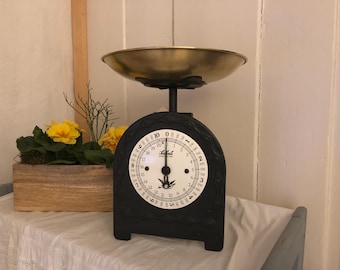 Stara waga mechaniczna / waga kuchenna / BROCANTE & VINTAGE / SOEHNLE / mosiężna miska, bardzo dekoracyjna!!