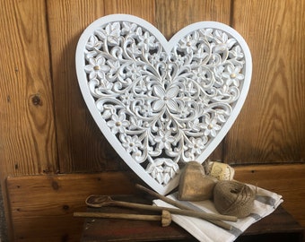 Rare!! Beautiful, nostalgic wooden heart / WALL DECORATION / WEDDING / BOHO