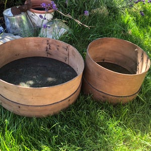 2 antique sieves / flour sieves / grain sieves &quot;Antique farm tool - vintage decoration&quot; farmhouse, country house, garden decoration / set of 2
