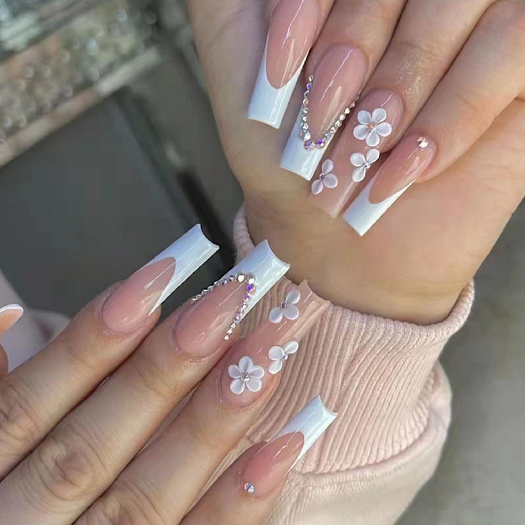 Coffin White Nails With Designprivacy - 8zjxjmv