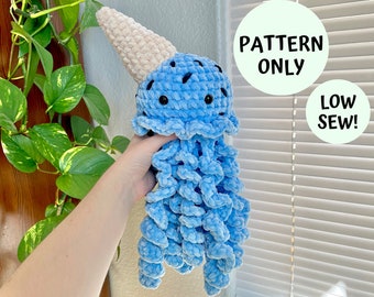 Crochet Ice Cream Jellyfish Pattern, Jellyfish Pattern, Low Sew, Amigurumi Pattern