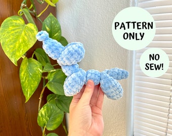 Crochet Balloon Dog Pattern, Balloon Animal Pattern, No-Sew Amigurumi Pattern