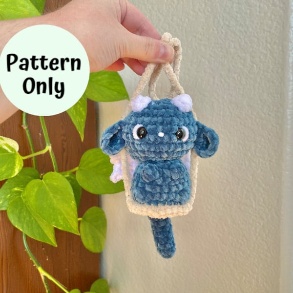 Padrão de crochê de dragão, tutorial de amigurumi de fantasia, pingente de carro giratório