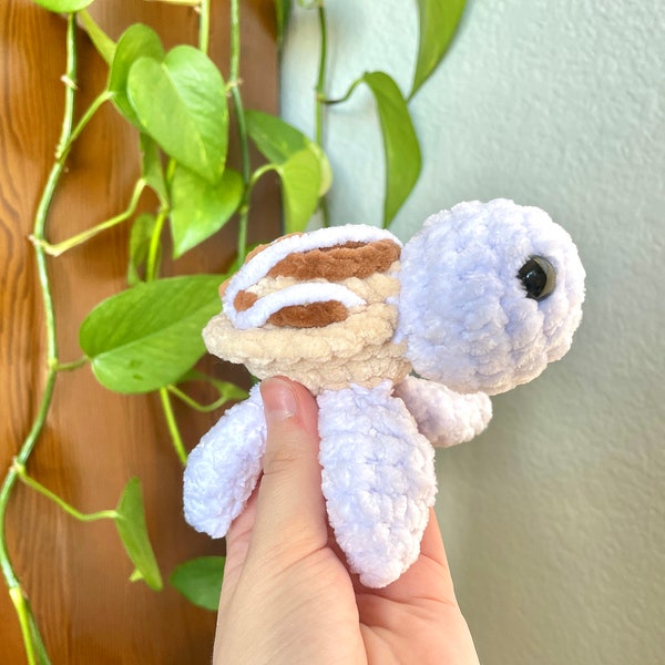 Baby Cinnamon Roll Sea Turtle Plush Stuffed Animal Toy, Sushi Plushie, Small Amigurumi Food Tortoise, Crochet Kids Gifts, Worry Stress Pet