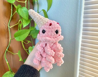 Jellyfish Plush Stuffed Animal Toy, Ice Cream Plushie, Small Amigurumi Fidget Toy, Cute Crochet Gift, Worry Stress Pet