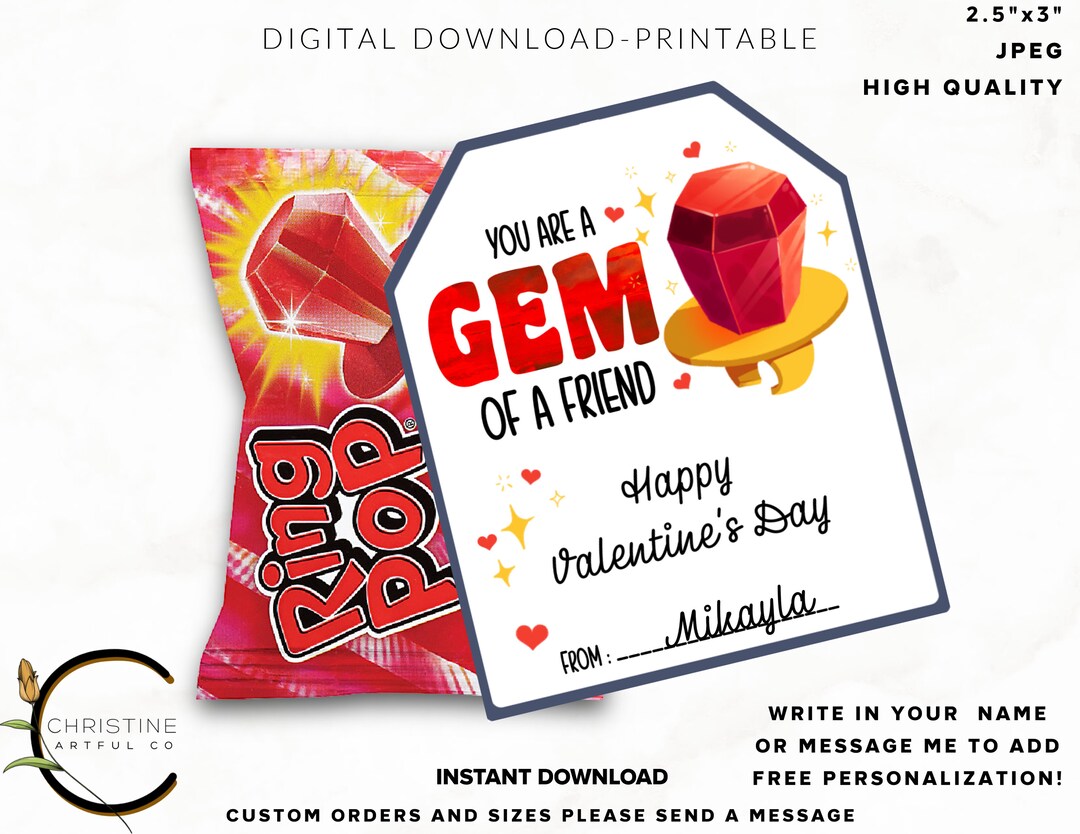 You Are a Gem of a Friend Student Valentine Favor Tags Etsy