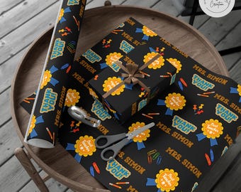 Personalized Teacher Wrapping Paper: Custom Name Gift Wrap