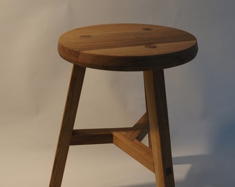 Handcrafted Three Legged Stool, Solid Wood : Oak or Ash