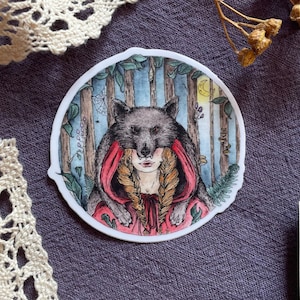 Little red Riding Hood - Matte vinyl sticker | Laptop stickers | Cute sticker