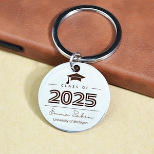 Custom Graduation Keychain, Graduation Gifts for Her or Him, Class of 2025 for College, Inspiring Graduation Gifts for Son and Daughter