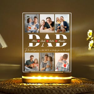 Personalized Photo Night Light, Fathers Day Gifts, Personalized Gifts, Bedroom Night Light,Gift for Dad,Best Dad Ever,Custom Name Light