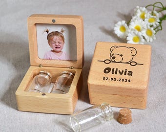 Personalized Memorial Keepsake Tin Box - Round Small Container For Lock Of Hair, Baby First Hair & Tooth Fairy