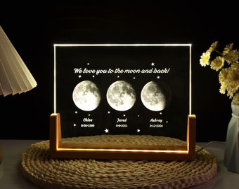 Personalised Crystal Moon Phase Lamp,Mother's Day Gift,Personalized Gift for Mom,Daughter Gifts for  Mom,Customized Mother's Day Gift