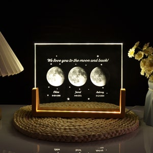 Personalised Crystal Moon Phase Lamp,Mother's Day Gift,Personalized Gift for Mom,Daughter Gifts for Mom,Customized Mother's Day Gift