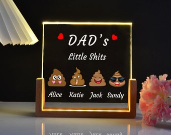 Dads Little Shits Night Light,Personalized Name Night Light, Fathers Day Gifts, Personalized Gifts, Bedroom Night Light,Gift for Dad