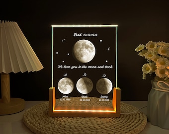 Personalised Crystal Moon Phase Lamp,Father's Day Gift,Personalized Gift for Dad,Daughter Gifts for Dad,Customized Father's Day Gift