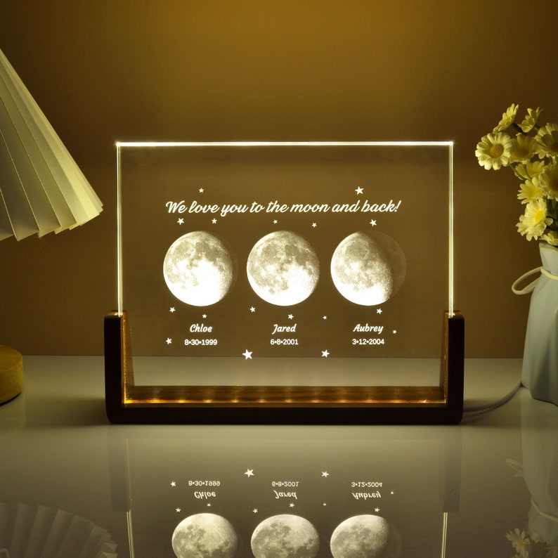 Personalised Crystal Moon Phase Lamp,Mother's Day Gift,Personalized Gift for Mom,Daughter Gifts for Mom,Customized Mother's Day Gift