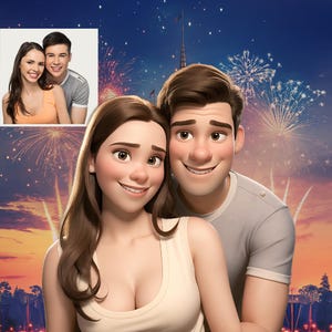 Custom Pixar Style Cartoon Portrait from Photo, Cartoon Portrait Animation Pixar Character, Family Portrait, Couple Gifts, Digital Downloads