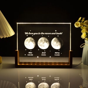 Personalised Crystal Moon Phase Lamp,Mother's Day Gift,Personalized Gift for Mom,Daughter Gifts for Mom,Customized Mother's Day Gift