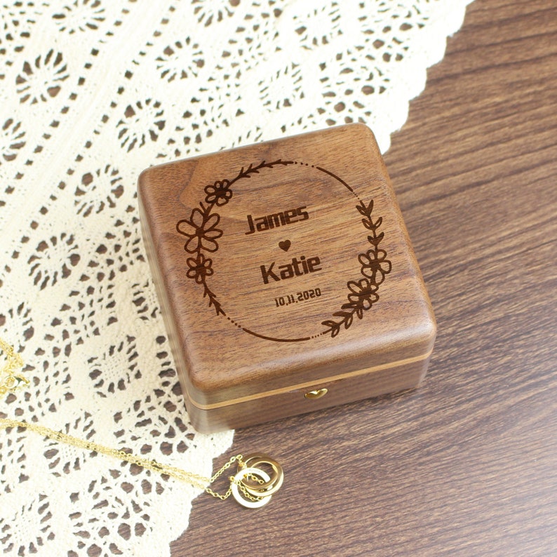 Custom Walnut Wood Jewelry Box Vintage Solid Wood Necklace Etsy