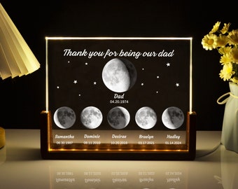 Personalised Crystal Moon Phase Lamp,Father's Day Gift,Personalized Gift for Dad,Daughter Gifts for Dad,Customized Father's Day Gift