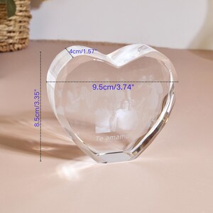 Personalized 3D Crystal Photo Portrait with Light Base, 3D Engraved Crystal Photo Gift, Heart Crystal Photo Brick, Family Gift, Gift for Her