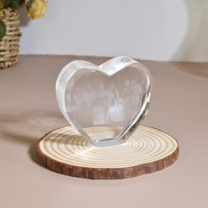 Personalized 3D Crystal Photo Portrait with Light Base, 3D Engraved Crystal Photo Gift, Heart Crystal Photo Brick, Family Gift, Gift for Her