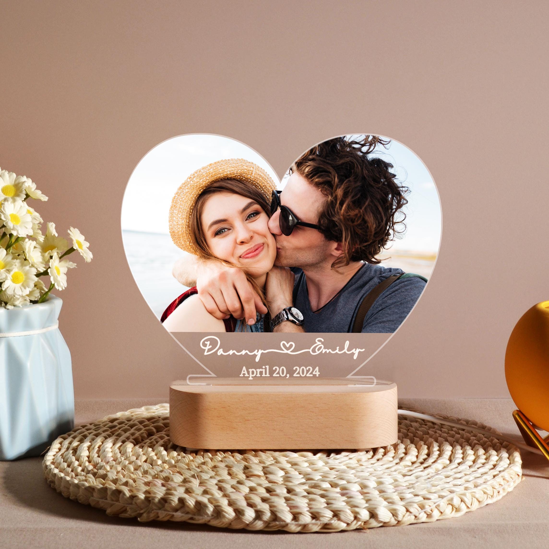 Night Light Rechargeable Wedding Decoration 3D Love Heart Shape LED Table Lamp A