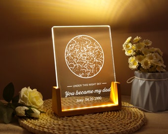 The Night You Became My Dad,Personalised Crystal Star Map Lamp,Father's Day Gift,Daughter Gifts for Dad,Customized Father's Day Gifts