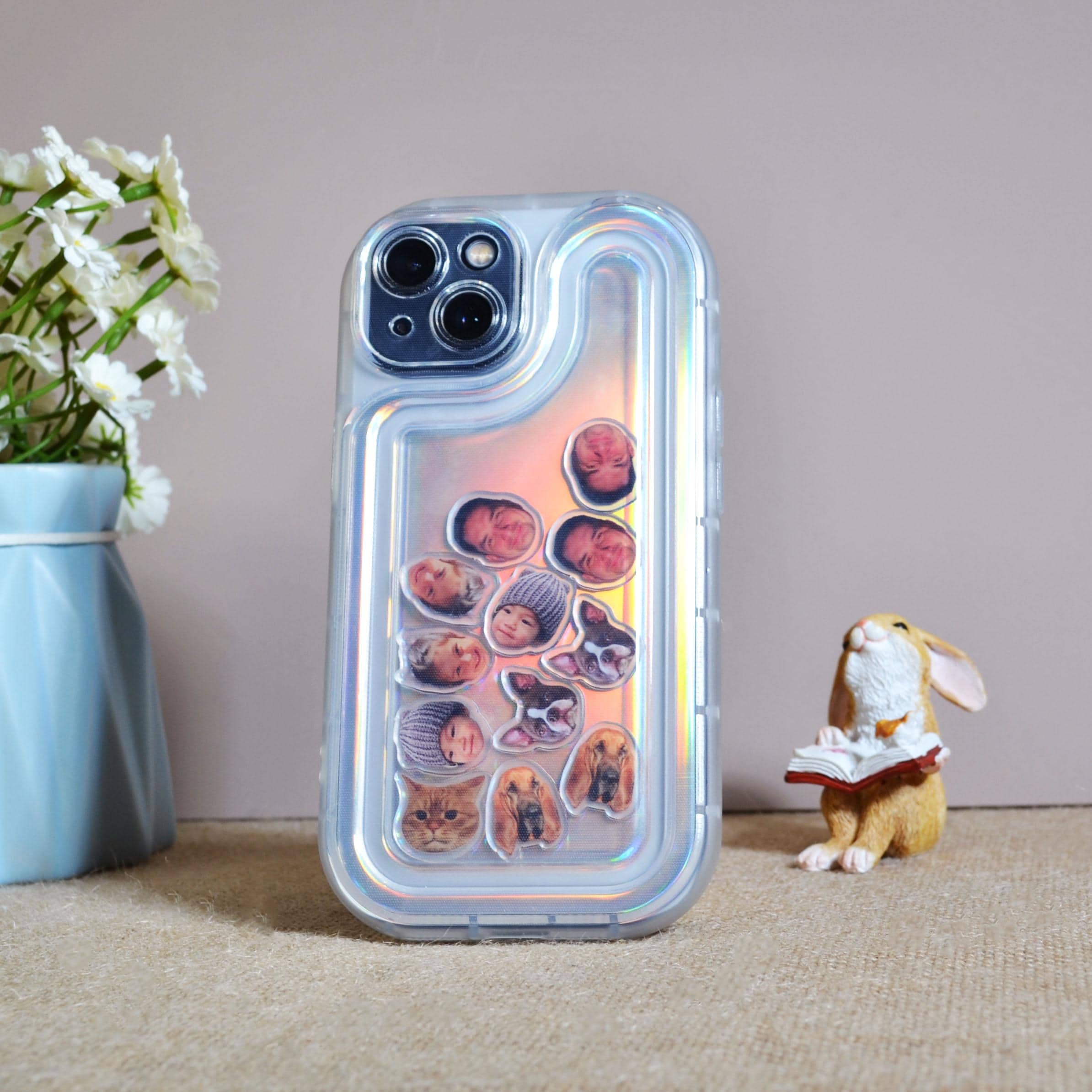 Shaker Phone Case With Shaking Charms, Custom Phone Case, Custom Dad/Mom/Baby Face Phone Case, Samsung Phone Case, iPhone 16 15 14 13 12 11